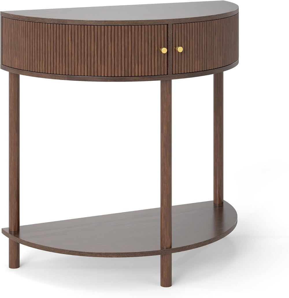 Knocbel Half Moon Console Table with Wave-Pattern Door, Semi-Circle Sofa End ...