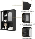 CJL Bathroom Wall Cabinet with Fluted Door, 23.6'' x 29.5'' Medicine Cabinet, Over The Toilet Storage Cabinet, Black