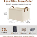 StorageWorks Storage Bins, Shelves Baskets for Organizing, Large Fabric Closet Organizers with Handles, Metal Frame, Beige（Texture）, 2-Pack