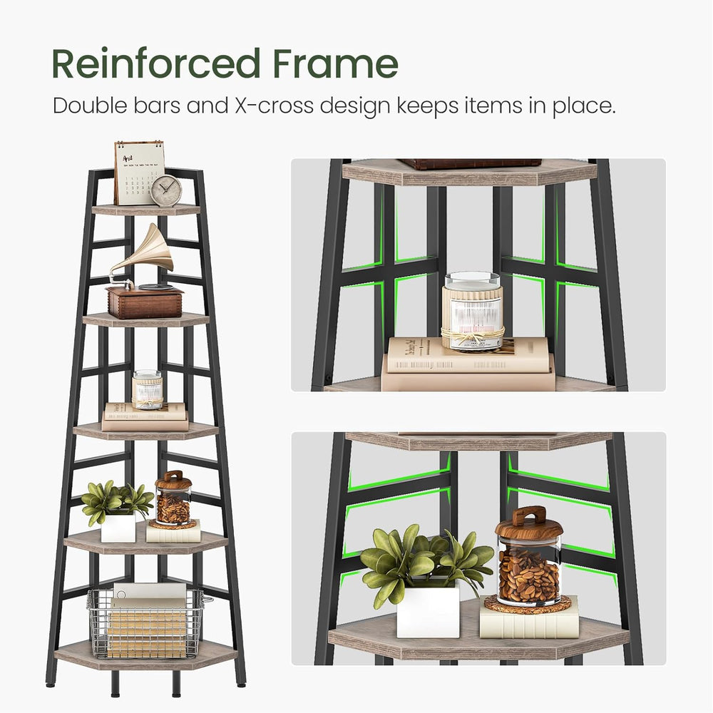 CHOEZON 70.1-Inch 5-Tier Tall Corner Shelf, Narrow Bookshelf for Small Spaces...