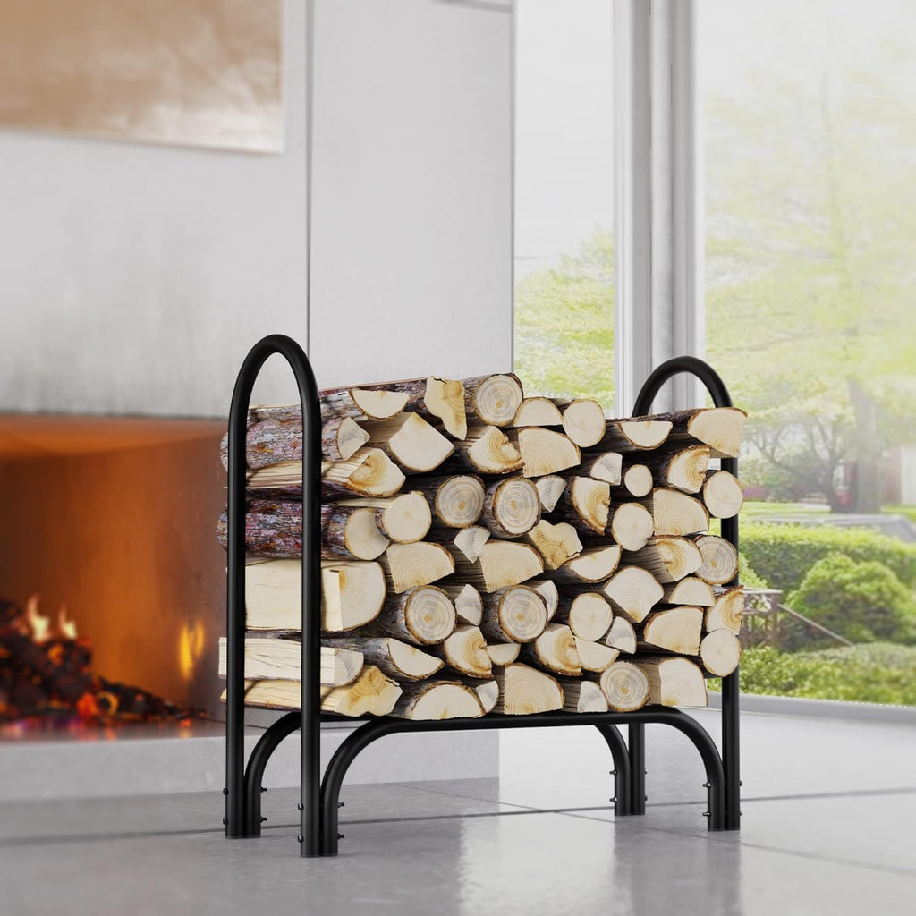 Fire Beauty Firewood Rack Log Holder,Log Storage Holder,Storage Rack,Firewood Stacker for Fireplace Indoor Outdoor(Middle)