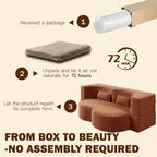 Convertible Folding Sofa Bed, 2-in-1 Full Size Floor Boneless Couch Bed, Loveseat sleeper Couch , Corduroy Floor Sofa, Memory Foam Sleeper SofaBed, Small couches for small spaces, No Assembly, Orange