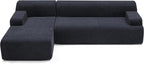 107" Modular Sectional Cloud Couch, Boneless couches Sponge sectionals for Living Room, High Density Sponges Sofa, Modular L-Shape with Chaise, Black