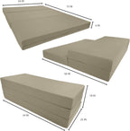 D&D Futon Furniture Trifold Foam Bed, Folding Ottoman Mattress (Tan, Full Size (6 x 54 x 75))