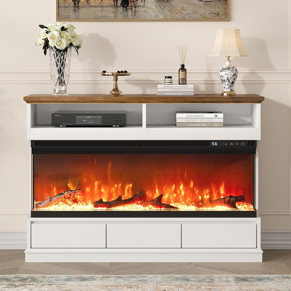 4 EVER WINNER Fireplace TV Stand with 50" Electric Fireplace, Fireplace ...