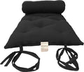 D&D Futon Furniture Queen Size Black Cotton/Foam/Polyester Traditional Japanese Floor Rolling Futon Mattresses, Yoga Meditation Mats, Beds 3 x 60 x 80