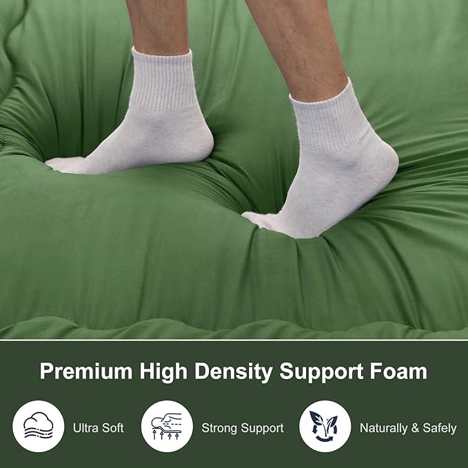 Japanese Floor Mattress, 6" Japanese Futon Mattress, Foldable & Portable Shiki Futon (shikibuton), Roll Up Thicken Sleeping Mattress Tatami Mat Sleeping Pad for Camping (Green, 60 x 80)