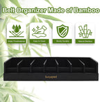 Belt Organizer, Black, 7 Compartments | Bamboo Storage Box, For Closet and Drawer, Belt Holder Case, For Tie and Belt, For Men and Women