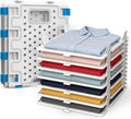10Pcs Stackable Closet Organizer & Shirt Folding Board Bundle | Space-Savin Closet Organizers and Storage , Foldable ,Ideal for Tshirts ,Sweater ,Pants Storage in Bedroom and Dormroom White