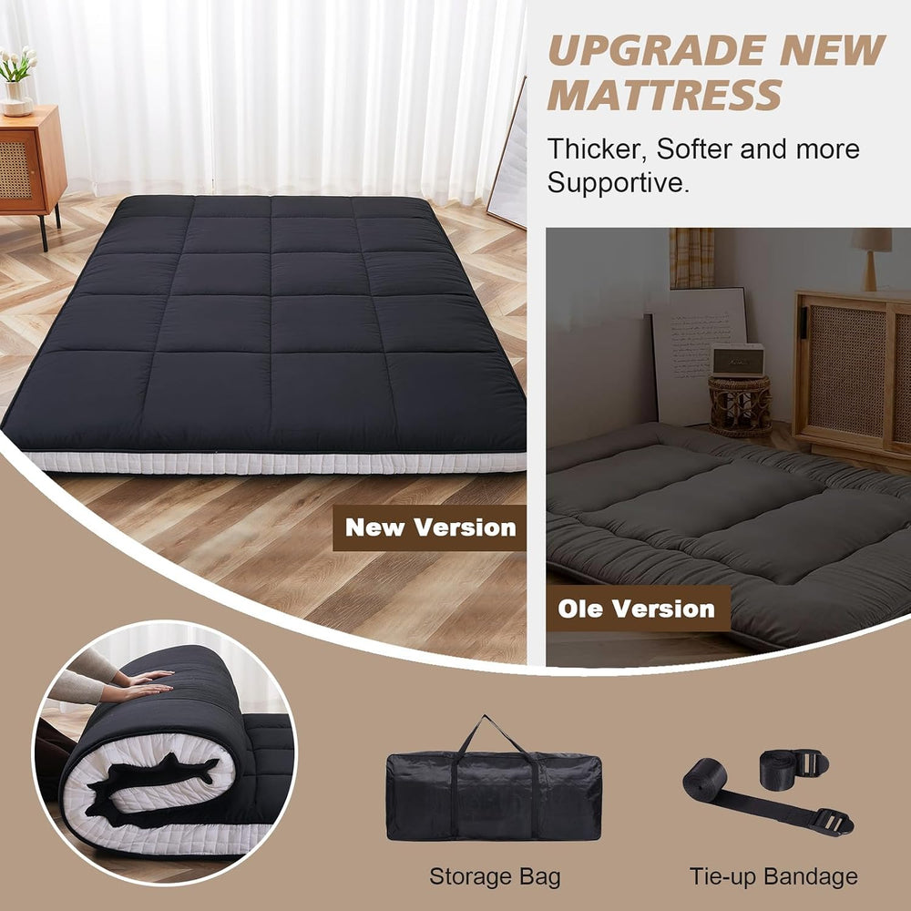 Japanese Floor Mattress - Extra Thick Foldable Twin Size Futon Mattress - Mem...