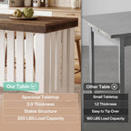 Tribesigns 55" Kitchen Island, Farmhouse Large Stationary Wood Table with Sturdy Base, Freestanding with Large Worktop & Leg Room for Kitchen, Dining Room (White and Brown)