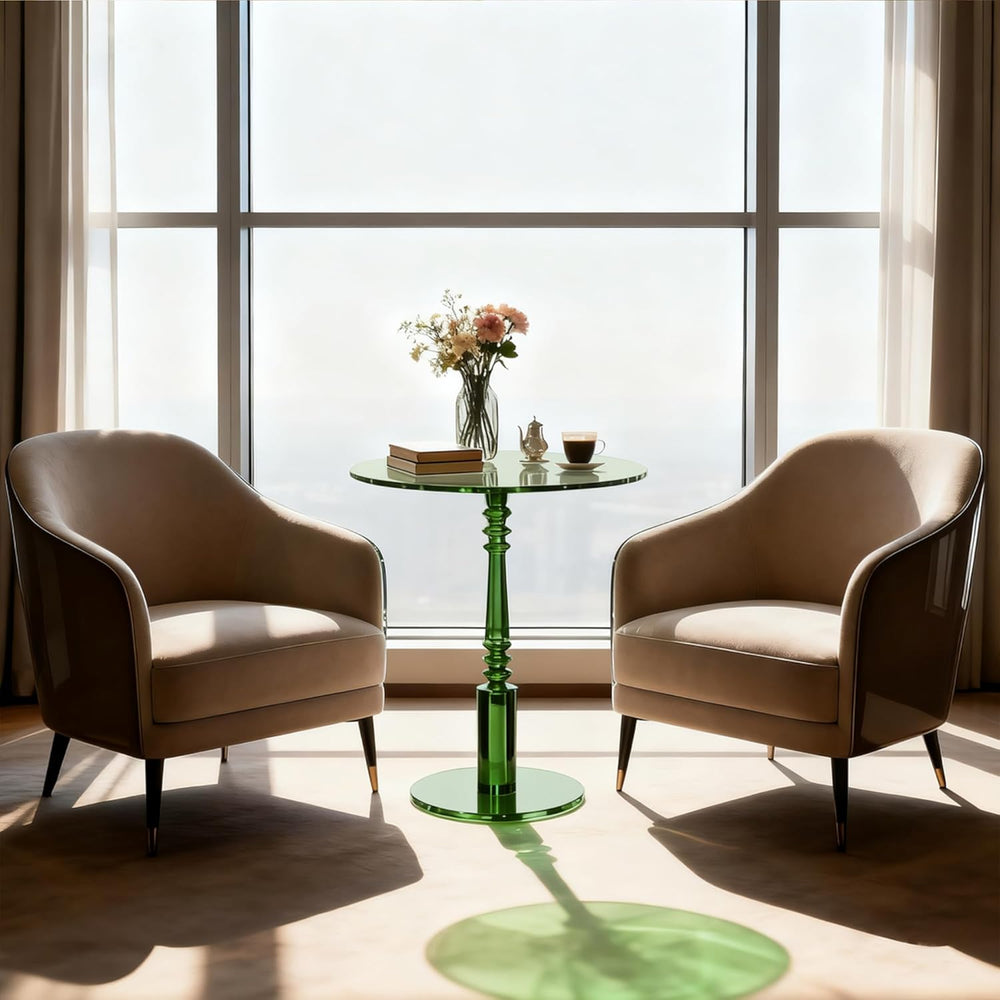 Modern Acrylic Side Table, Round Clear End Table for Living Room,Bedroom Lobb...