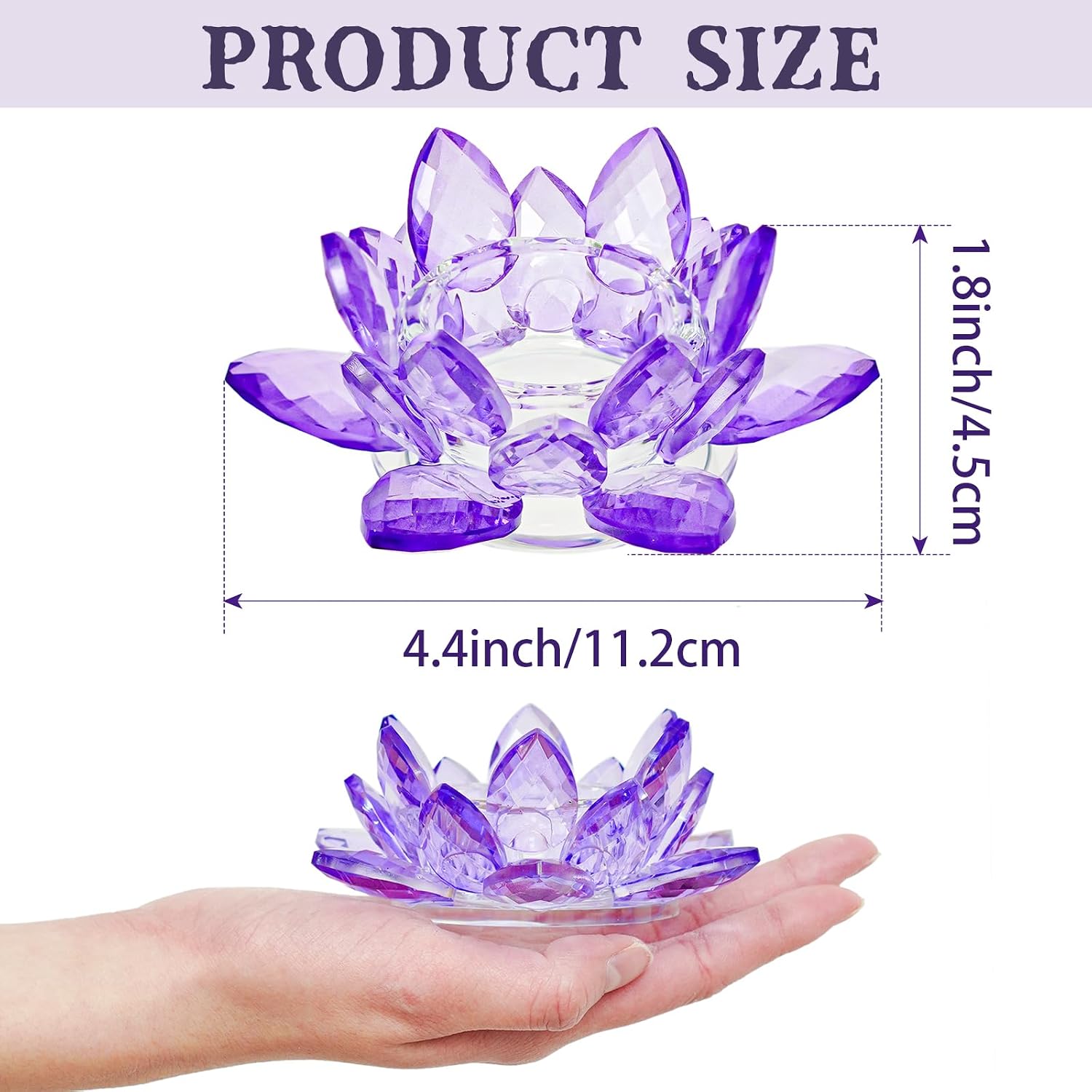 Crystal Flower Jewelry Tray, Luxury Transparent Decorative Trinket Dish for Rings, Earrings, Necklaces, Keys for Vanity Dresser Nightstand, Elegant Gift for Women Mother's Day (1, 4.4"(w) - Purple)