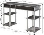 Convenience Concepts Designs2Go No Tools Desk Home Office Desk with Shelves, Corner Shelf Vanity Desk Computer Desk Nail Table for Nail Tech - 47.25" L x 15.75" W x 30" H, Gray Faux Marble