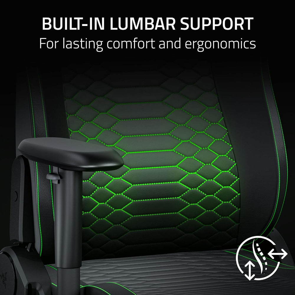 Razer Iskur V2 X NewGen Ergonomic Gaming Chair, Black/Green | Gen-2 EPU Leath...