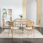 COSVALVE Boho Dining Chairs Set of 2, Upholstered Cane Dining Chair with Rattan Back Metal Legs, for Dinner Living Room Reception