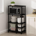 Furinno Turn-N-Tube Bakers Rack with Wheels, 4-Tier Kitchen Storage Cart, Kitchen Cart, Coffee Bar, Pantry Organizers and Storage, Dark Americano