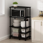 Furinno Turn-N-Tube Bakers Rack with Wheels, 4-Tier Kitchen Storage Cart, Kitchen Cart, Coffee Bar, Pantry Organizers and Storage, Dark Americano