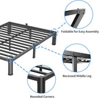 10 Inch Full Size Bed Frame, 3500Lbs Heavy Duty Metal Platform with Round Corner Legs Mattress Slide Stopper, Steel Slat Support No Box Spring Needed, Noise Free, Non-Slip, Easy Assembly