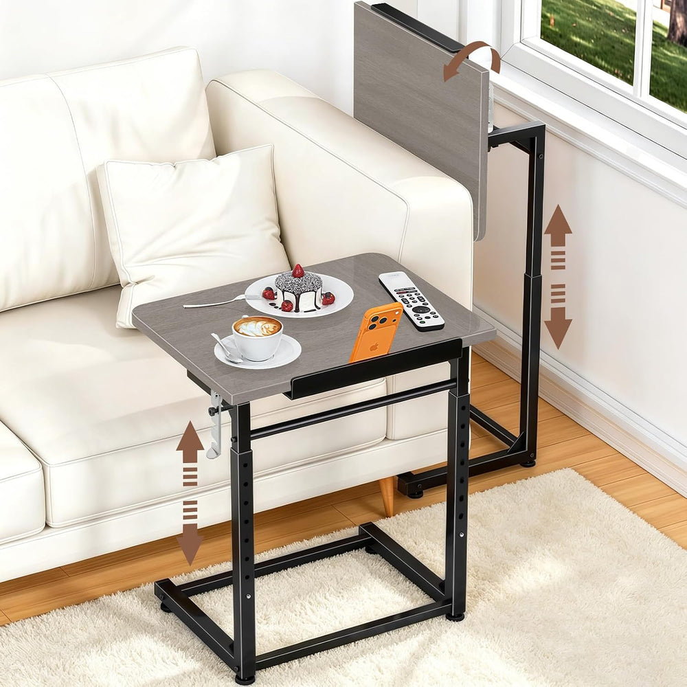 Upgrade Tv Tray Table Set of 2, 8-Level Adjustable Height Couch Side Table, 9...