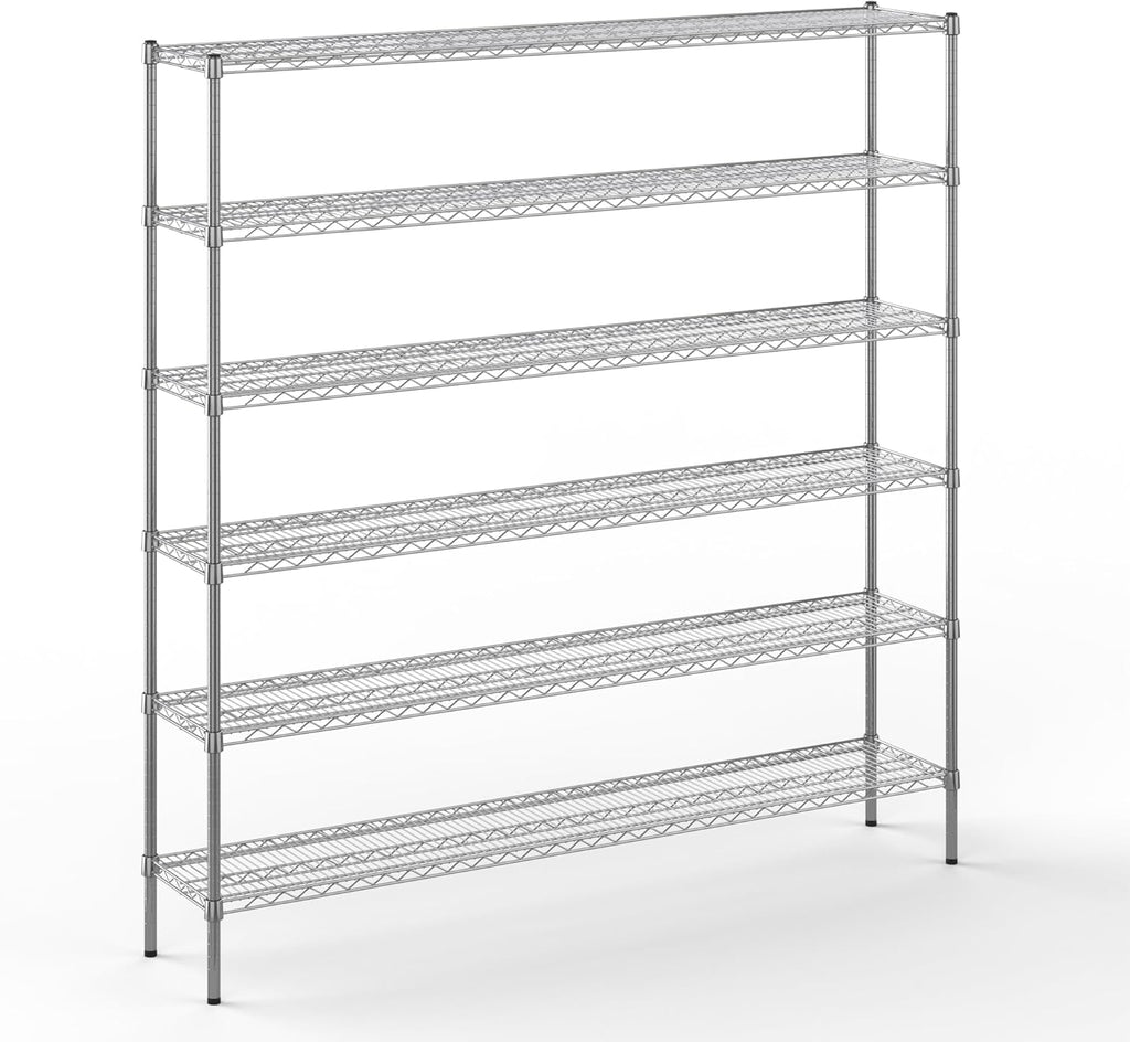 14" Deep x 72" Wide x 74" Height Wire Shelving Kit | 6-Tier | NSF Commercial Storage Rack Unit