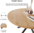 HIPIHOM 45.3 Inch Modern Round Dining Table for 4, Space-Saving Dinette with Carbon Steel Legs for Home Kitchen Apartment(Oak Table)