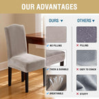 H.VERSAILTEX Velvet Dining Chair Covers Stretch Chair Covers for Dining Room Set of 2 Parson Chair Slipcovers Chair Protectors Covers Dining, Soft Thick Solid Velvet Fabric Washable, Oatmeal