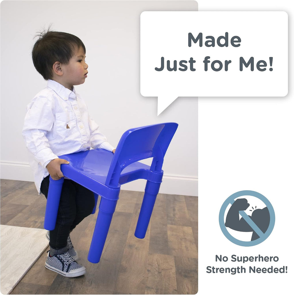 Humble Crew Kids Activity Table and 2 Chairs Set, White/Blue/Red - 2-in-1 Toddler Play Table Building Blocks Compatible - Premium Children’s Table and Chair Set for Arts, Crafts, Reading and More