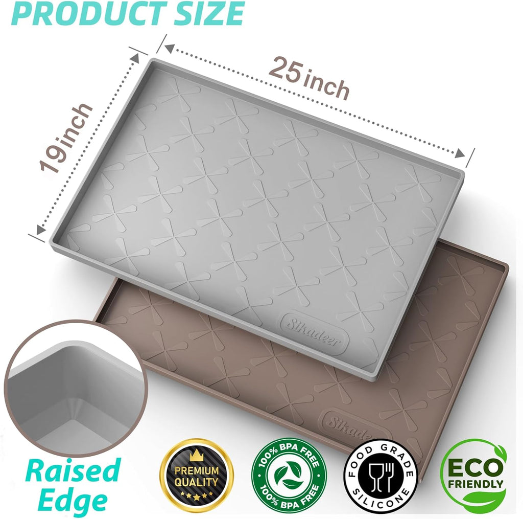 SIKADEER 25" x 19" Under Sink Mat Waterproof, Silicone Mat Kitchen Drawer Shelf and Cabinet Liner, Sink Protector for Kitchen Organizers and Storage, Boot Tray Pet Food Mats