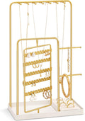 ProCase Jewelry Stand Holder Organizer and Storage, Gold | Rotating Earring Bracelet Holder Storage, Hanging Jewelry Display Velvet Ring Tray, Teen Girls Birthday Gifts Room Dorm Decor