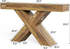 LITTLE TREE Entryway Table, 55" Narrow Console Table, Industrial Entryway Table with X-Shaped Legs, Narrow Sofa Hallway Foyer Table for Living Room, Entryway, Foyer, Rustic Brown