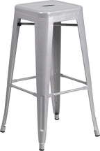 Flash Furniture Lily 4 Pack Commercial Grade 30" High Backless Silver Metal Indoor-Outdoor Barstool with Square Seat
