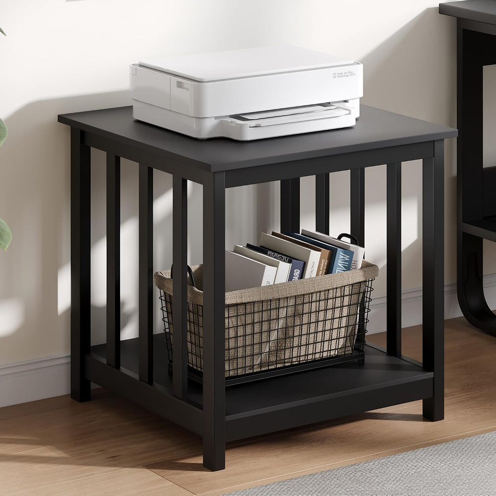 Treocho Large End Tables Living Room Set of 2 with Storage Shelf