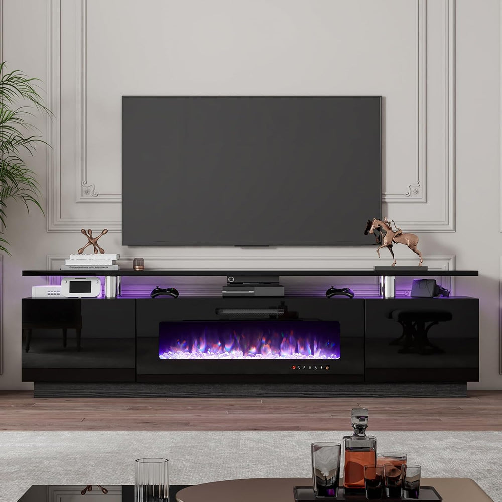 LUXOAK 80" Fireplace TV Stand with 40" Electric Fireplace & LED...