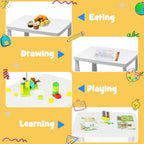 HONEY JOY Kids Table and Chair Set, Plastic Children Activity Table and 2 Chairs for Art Craft, Easy-Clean Tabletop, 3-Piece Toddler Furniture Set for Daycare Playroom, Gift for Boys Girls(White)