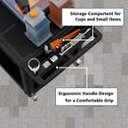 2 Tier Plastic Rolling Utility Cart on Wheels, Heavy Duty Tool Cart with Deep Shelves and 360° Swivel Wheels Holds up to 550 lbs, Service Cart for Garage, Warehouse, Cleaning (Black-L-Flat Top)