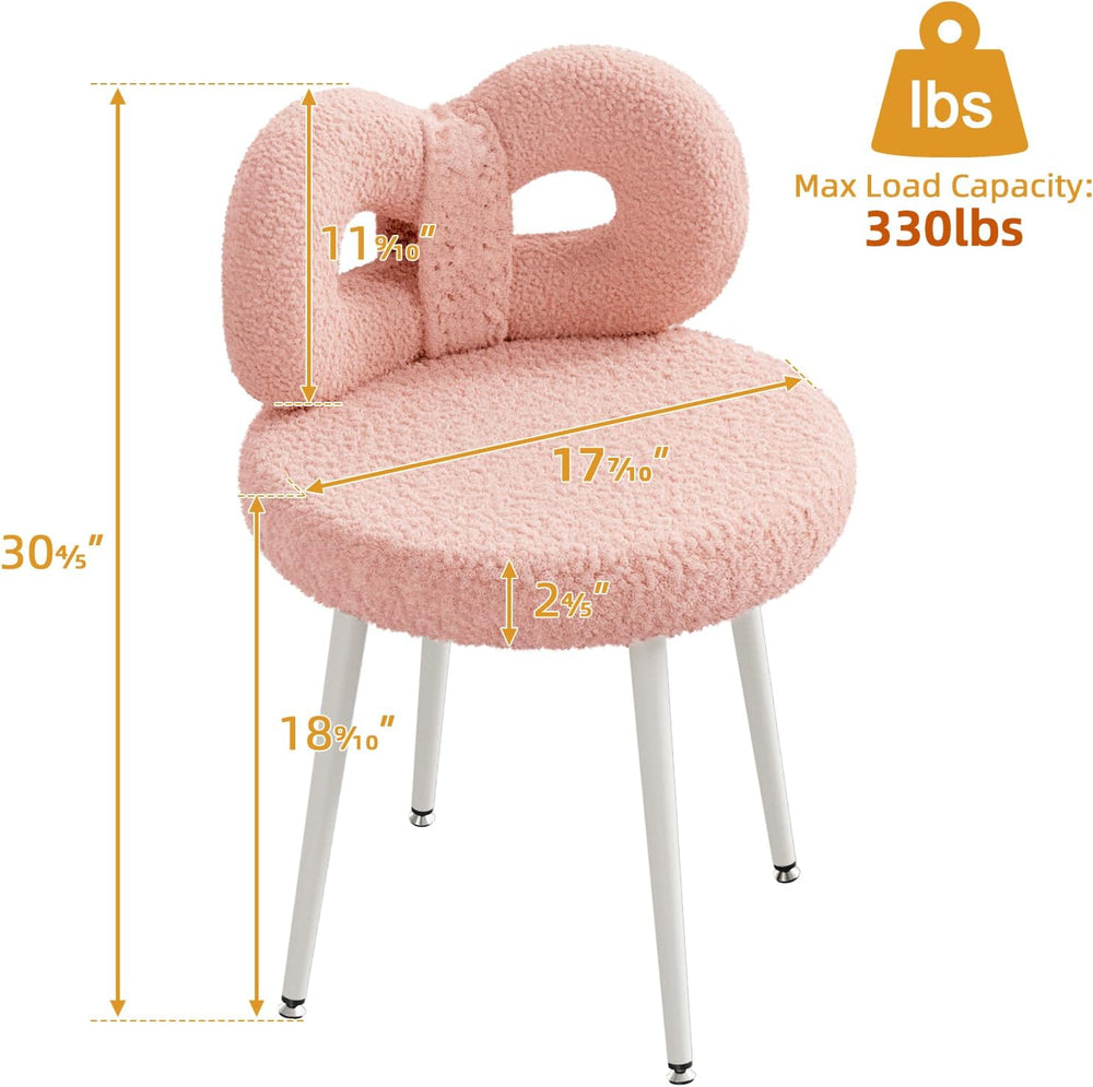 ROOMTEC Swivel Vanity Chair with Back, Upholstered Desk Chair for Girls, Mode...