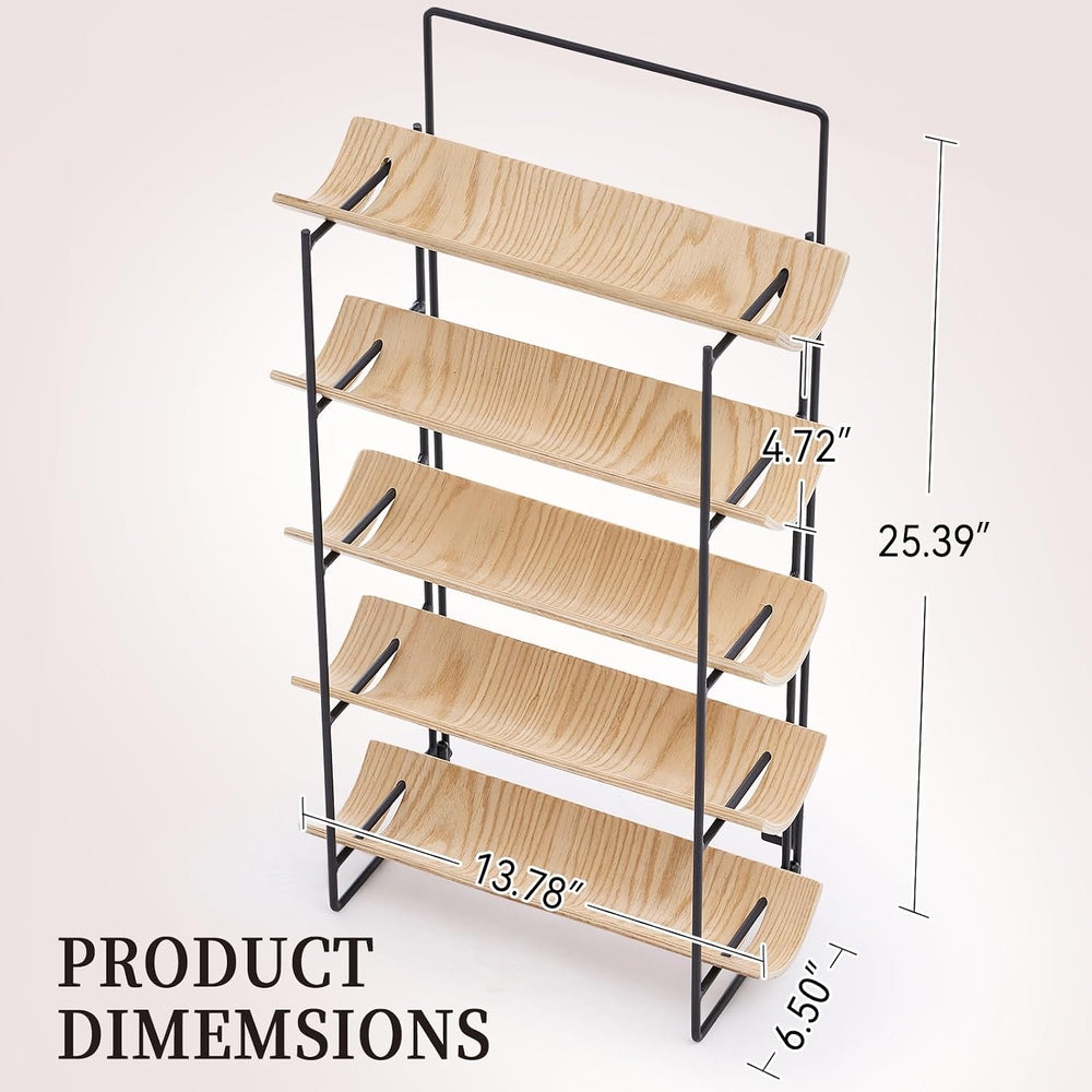 5-Tier Wood and Metal Wine Rack, Countertop & Wall Mounted Wine Holder wi...