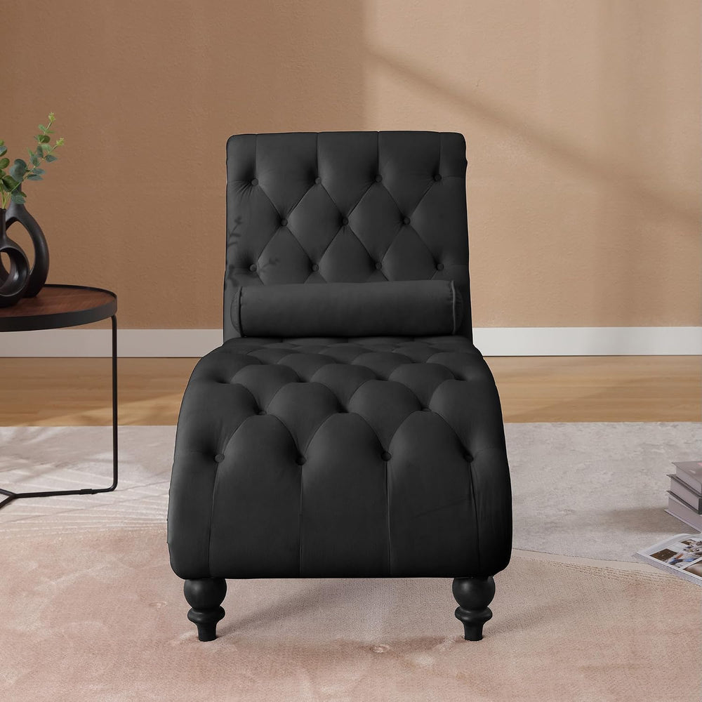 Chaise Lounge Chair Indoor, Velvet Bedroom Accent Lounge Chair | Button-Tufte...