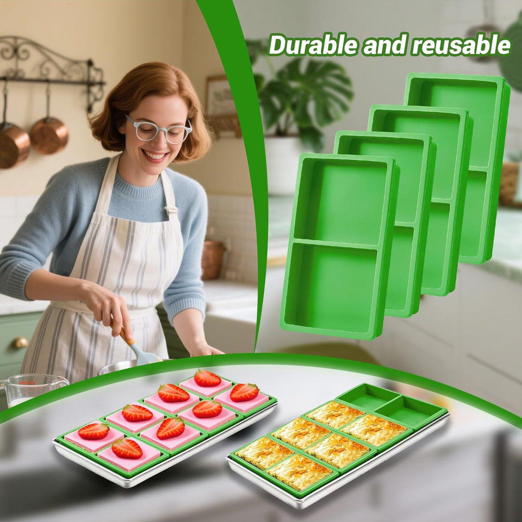 4-Piece Green Silicone Freezer Molds & Trays, Silicone Tray Dividers for Medium/Small Harvest Right Trays, Ideal for Freeze Drying Food Storage