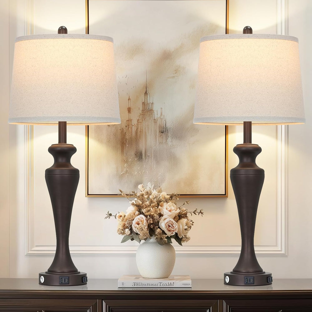 CINSARY 30“ Tall Brown Table Lamps Set of 2, Touch Control Living Room Lamp w...