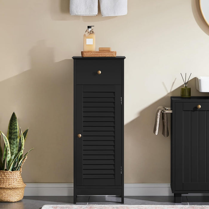 Yaheetech 34.5”H Bathroom Storage Cabinet, Narrow Floor Cabinet with 1 Drawer & 1 Door,Slim Storage Organization for Bathroom,Living Romm,Hallway,Corner,Small Space,Black