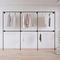 Industrial Pipe Clothing Rack, Heavy Duty Wall Mounted Clothes Rack,Retail Display Hanging Garment Rod for Laundry Rooms, Closet Storage, 14.6x110x82.7 Inches, Model K04