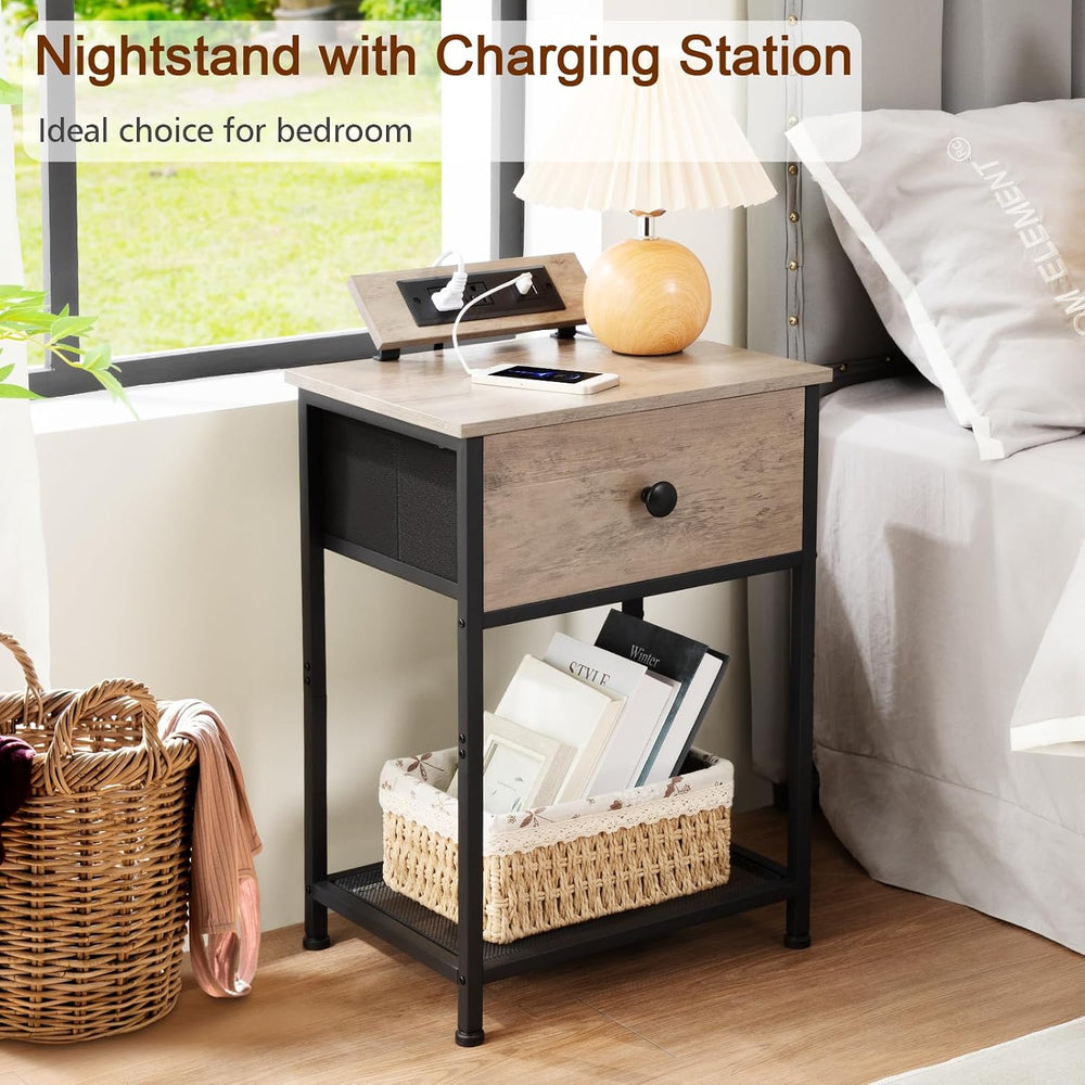 AMHANCIBLE Night Stand, End Tables Living Room Set of 2, Small Nightstand wit...