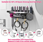 Wall Mount Hair Holder Compatible With Dyson Airwrap and Hair Dryer, Upgraded 2-in-1 Magnetic Dryer Holder Fit for Accessories Nozzles Barrels Brushes