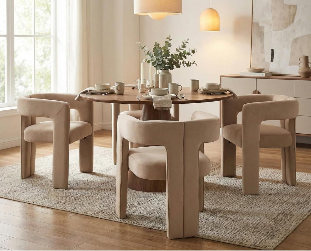 CIMOTA Modern Barrel Dining Chairs Set of 4, Velvet Fabric Upholstered Accent...