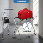Luggage Rack-Single Tier, Pack of 1, Chrome, Foldable Rack for Guest Room