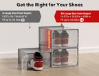 Kuject XX-Large Shoe Storage Boxes Organizers Clear Plastic Stackable 12 Pack, Shoe Rack & Holder Substitute, Sneaker Containers, Toy Storage Organizer Bins for Entryway, Closet, Under Bed, Grey