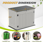 Amopatio Horizontal Outdoor Storage Shed, 34.5 Cu Resin Outdoor Storage Cabinet Waterproof, Outside Cabinet Weather Resistant for Trash Cans, Lawn Mower, Garden Tools, Patio Furniture, Light Grey