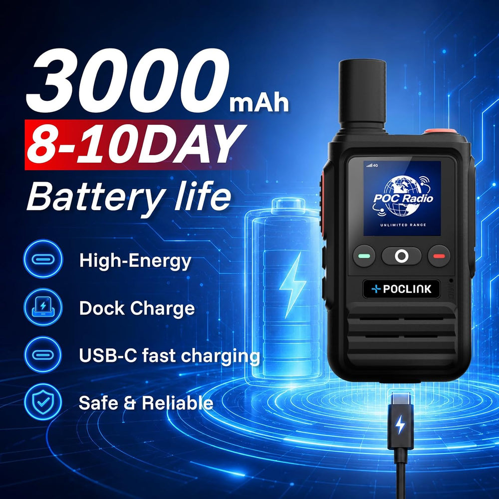 Lifetime Free Global Walkie Talkies Long Range, POC-1 Lite, 4G LTE Unlimited ...